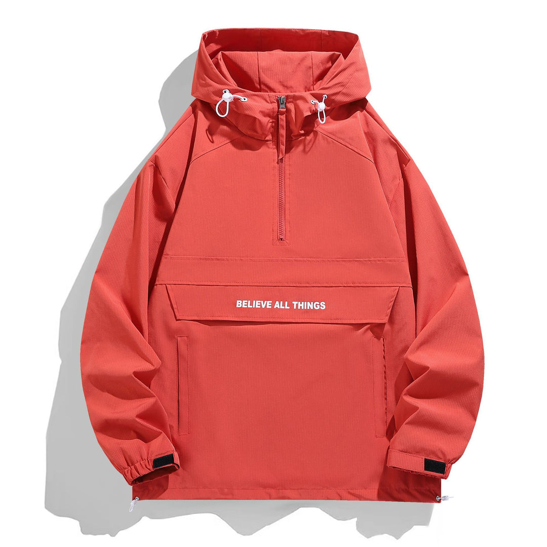 Damen Kapuzen-Anorak mit halbem Reißverschluss, Kängurutasche & verstellbarem Saum Echo Archiv