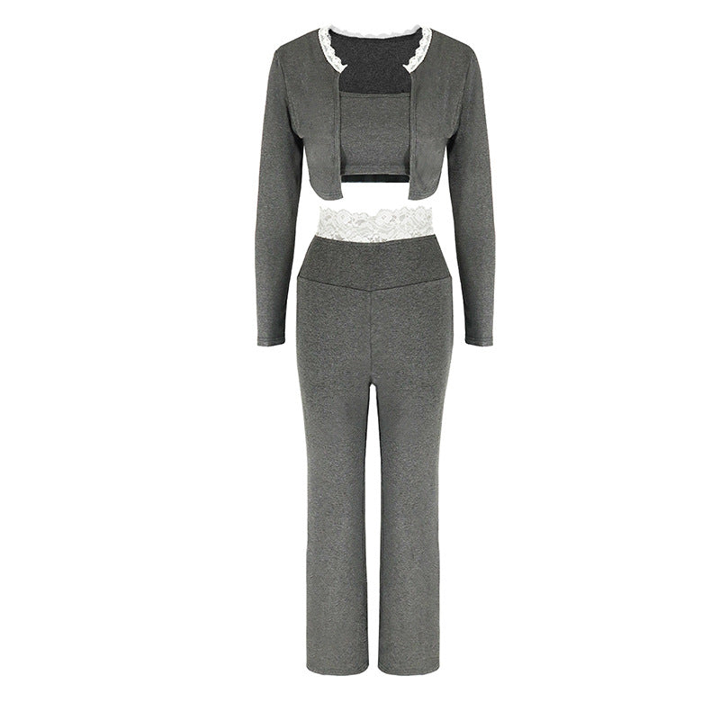 Damen elegantes zwei-teiliges Set mit Spitzenakzenten Echo Archiv