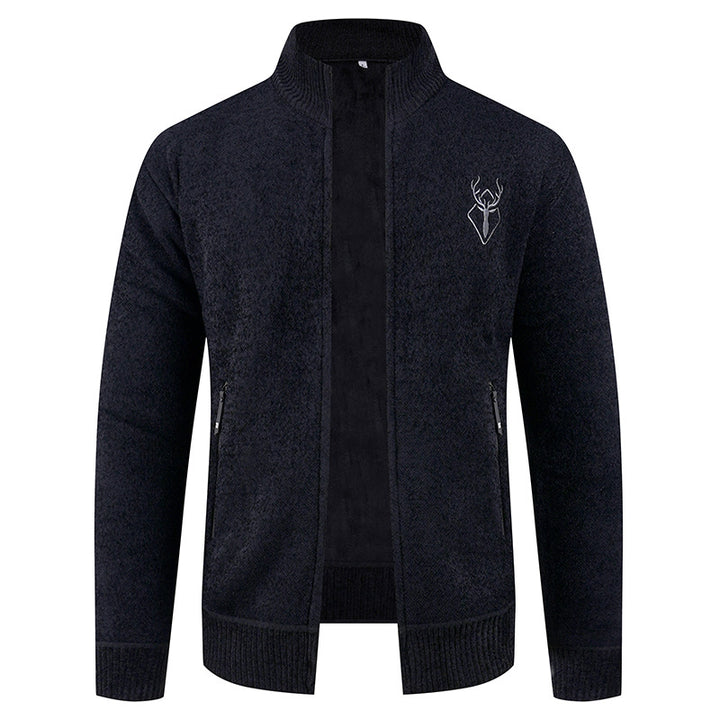 Herren Strickjacke mit hohem Kragen und praktischen Reißverschlusstaschen Echoarchiv