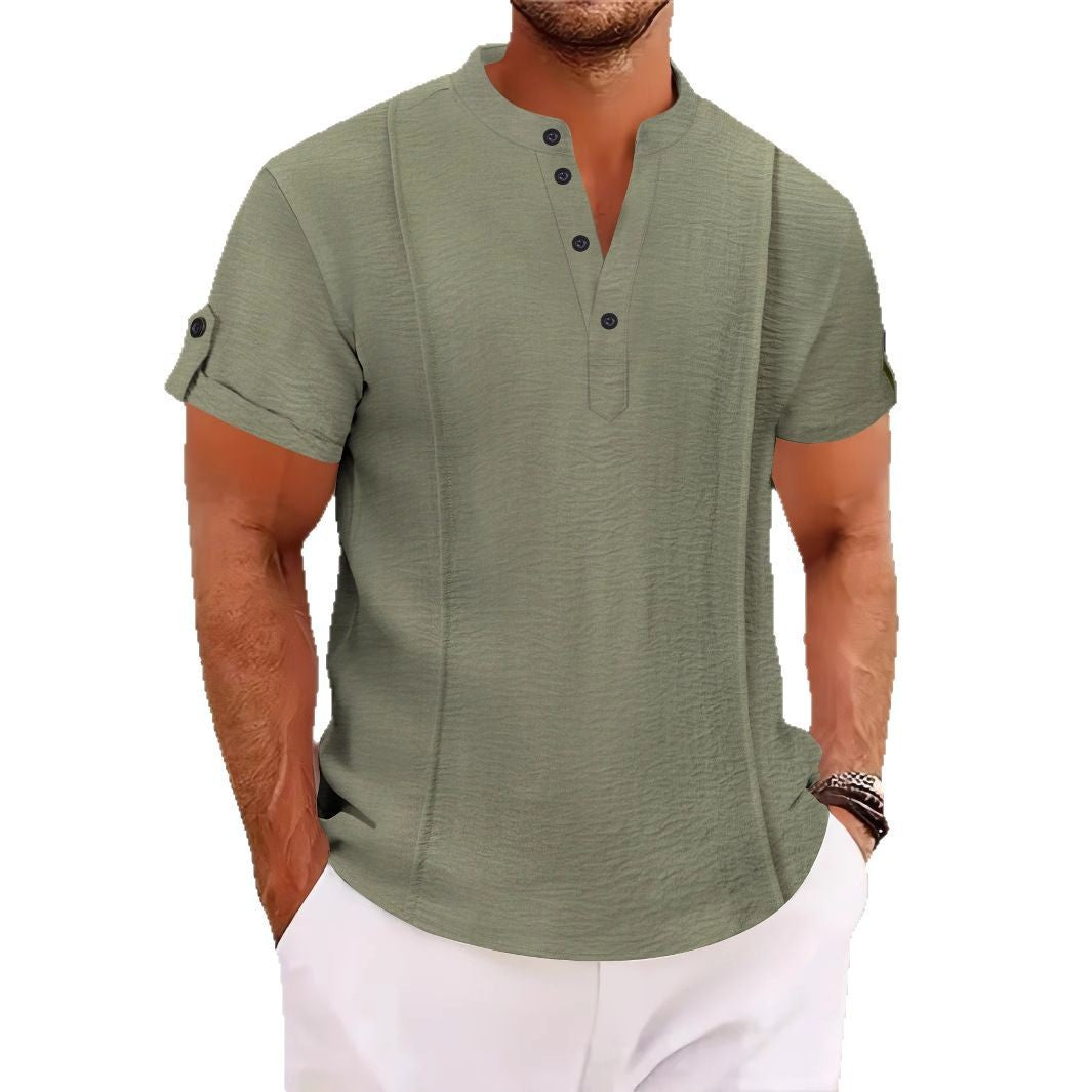 Herren Kurzarm Hemd mit eleganter Knopfleiste und strukturiertem Design Echoarchiv