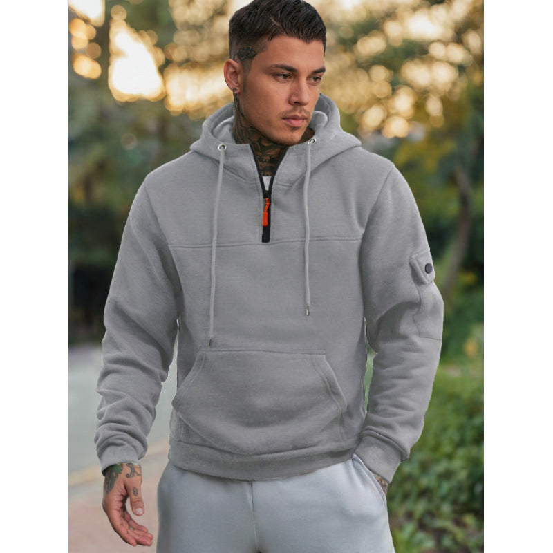 Herren Funktionaler Kapuzenpullover mit Halbreißverschluss und Seitentaschen Echoarchiv
