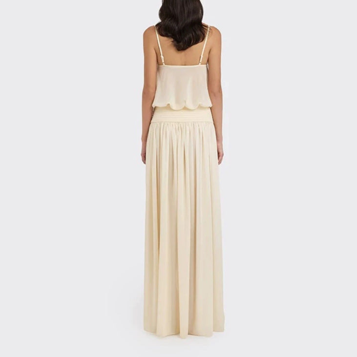 Damen Maxi-Kleid mit fließendem Chiffon-Oberteil und elastischem Bund Echo Archiv
