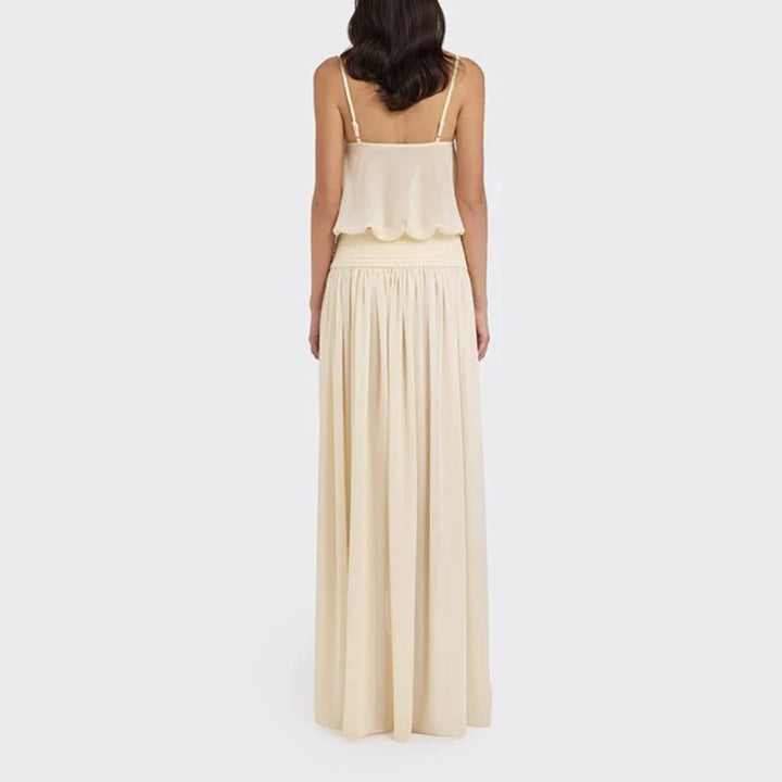 Damen Maxi-Kleid mit fließendem Chiffon-Oberteil und elastischem Bund Echo Archiv
