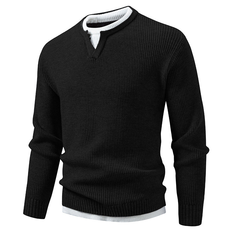 Herren Gerippter Strickpullover mit V-Notch und Lagenlook Echo Archiv