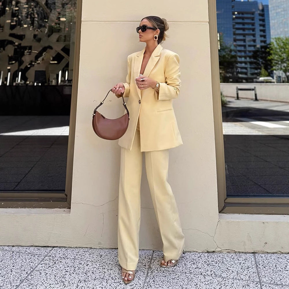 Damen Eleganter Oversize-Blazer mit hoher Taille und weiter Schlaghose Echoarchiv