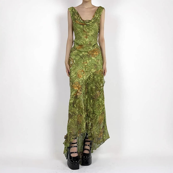 Damen Maxikleid mit asymmetrischem Saum und floralem Design Echo Archiv
