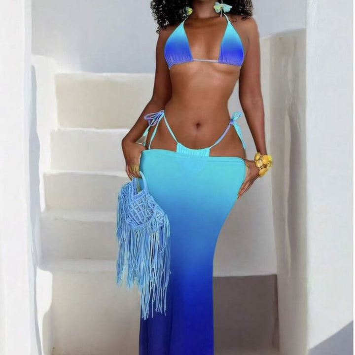 Damen Bikiniset mit modischen Schnürdetails und luftiger Maxikleid-Überwurf Echo Archiv