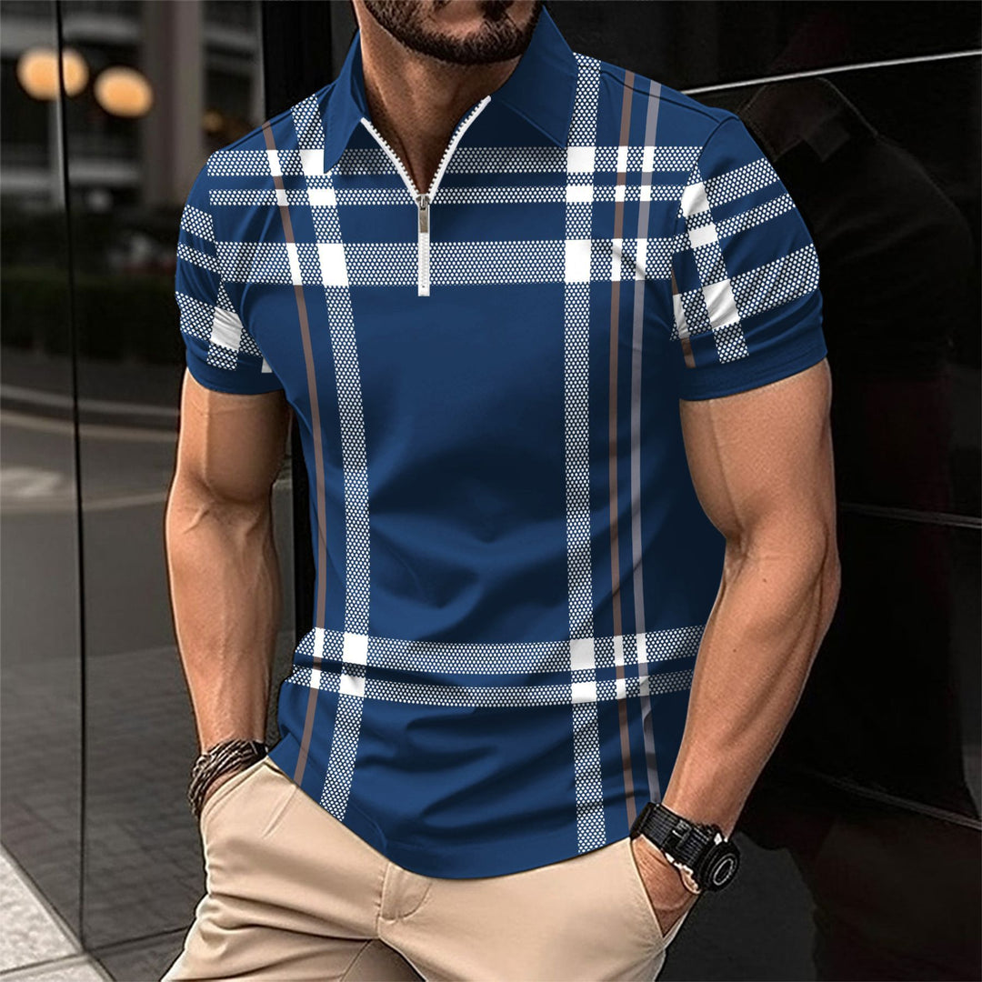 Herren Kurzarm Poloshirt mit modernem Reißverschlussdesign Echoarchiv