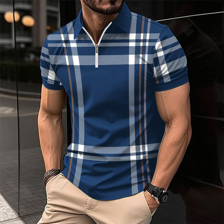 Herren Kurzarm Poloshirt mit modernem Reißverschlussdesign Echoarchiv
