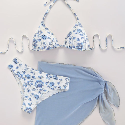 Damen Triangel-Bikini mit floralen Mustern und seitlichem Wickelelement Echo Archiv