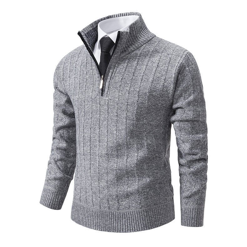 Herren eleganter Strickpullover mit halbem Reißverschluss Echoarchiv