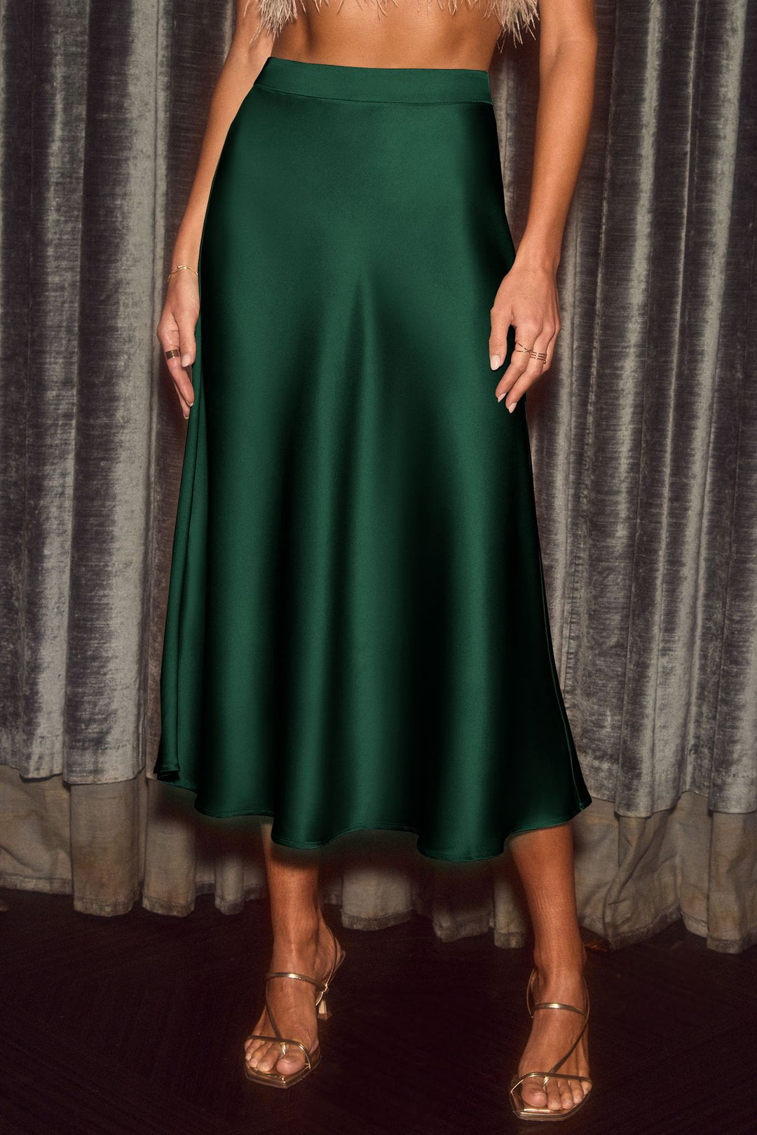 Damen Eleganter Maxirock aus satinierter Baumwolle Echo Archiv