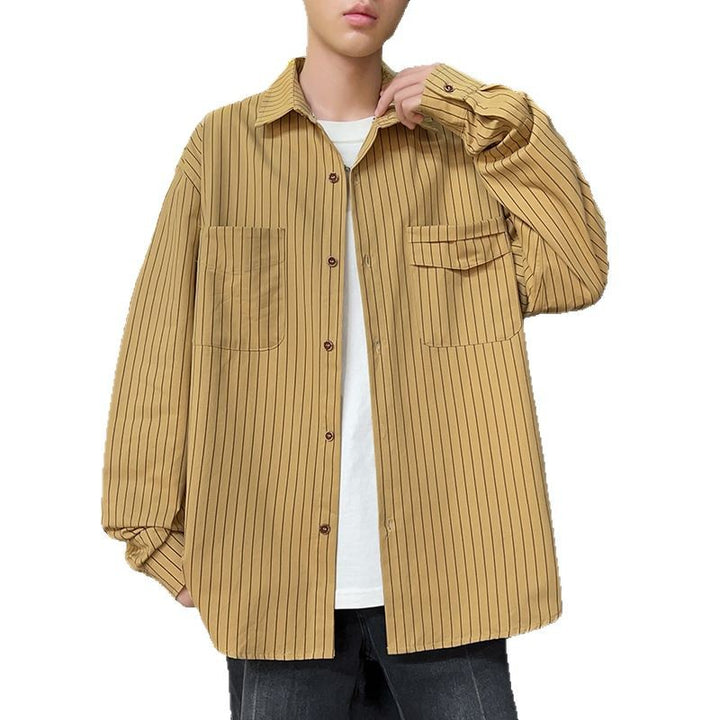 Herren lässige Überhemdjacke mit vertikalen Streifen und praktischen Taschen Echoarchiv