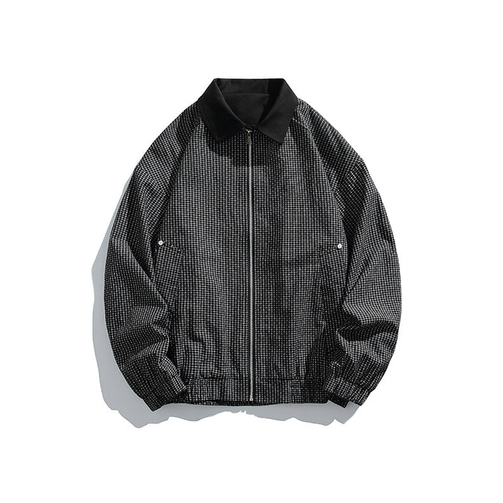 Herren Karierte Oversize-Hemdjacke im Coach-Stil mit Cordkragen Echoarchiv