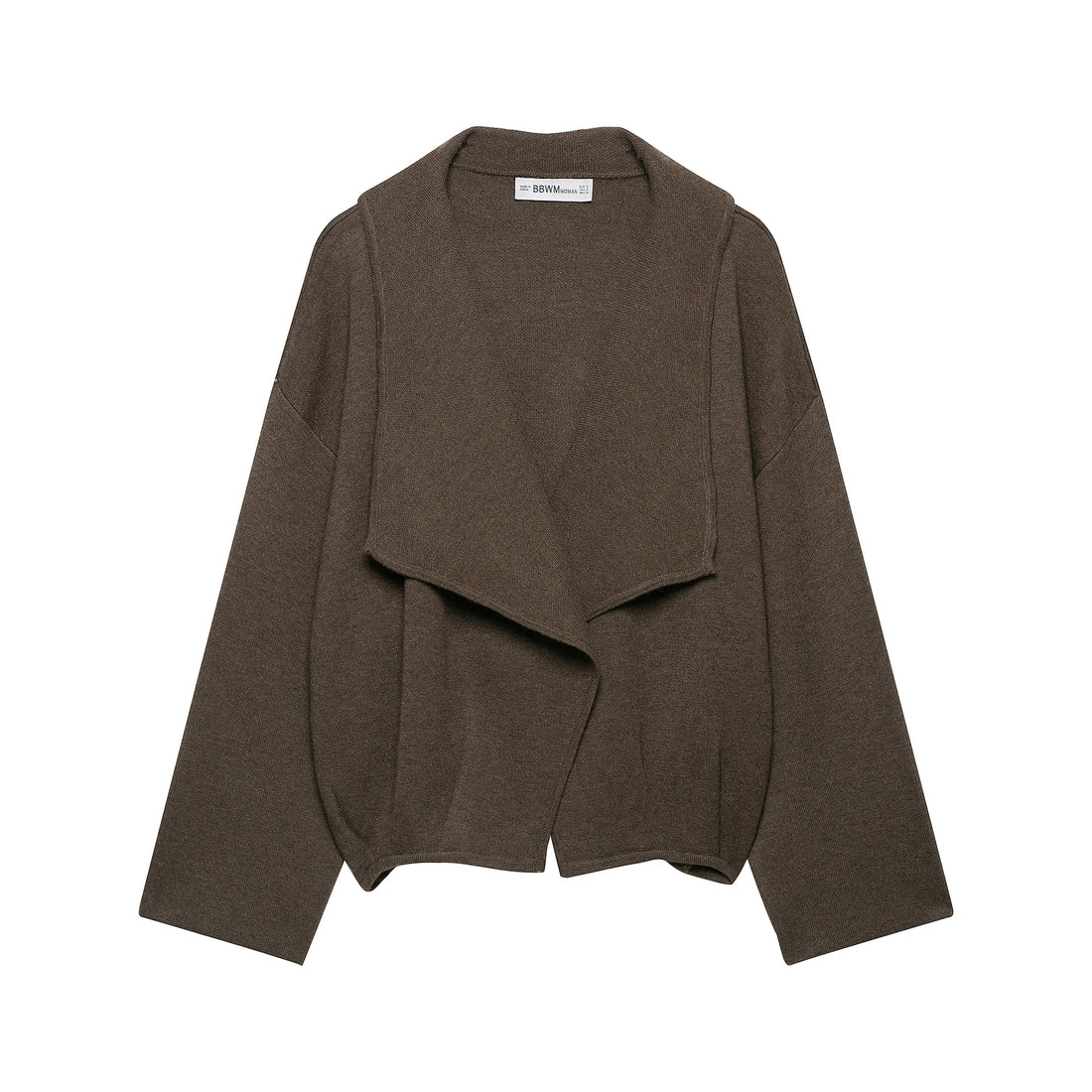 Damen Kurz geschnittener offener Wollmix-Cardigan mit großem Schalkragen und kastiger Cropped‑Silhouette Echoarchiv