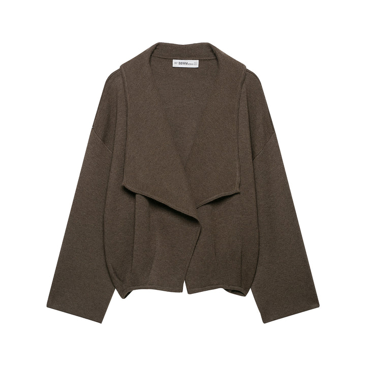 Damen Kurz geschnittener offener Wollmix-Cardigan mit großem Schalkragen und kastiger Cropped‑Silhouette Echoarchiv