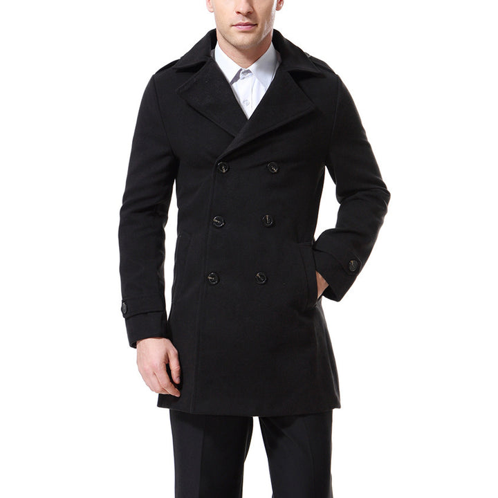 Herren modischer Trenchcoat mit doppelter Knopfleiste und praktischen Taschen Echoarchiv