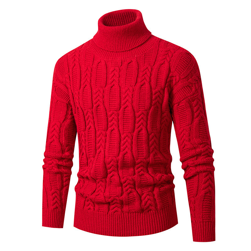 Herren Hochwertiger Rollkragenpullover mit Strukturmuster Echoarchiv