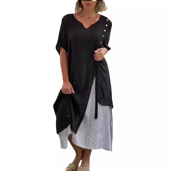 Damen Midi-Kleid mit seitlichem Schlitz und knöpfbarem Detail Echo Archiv