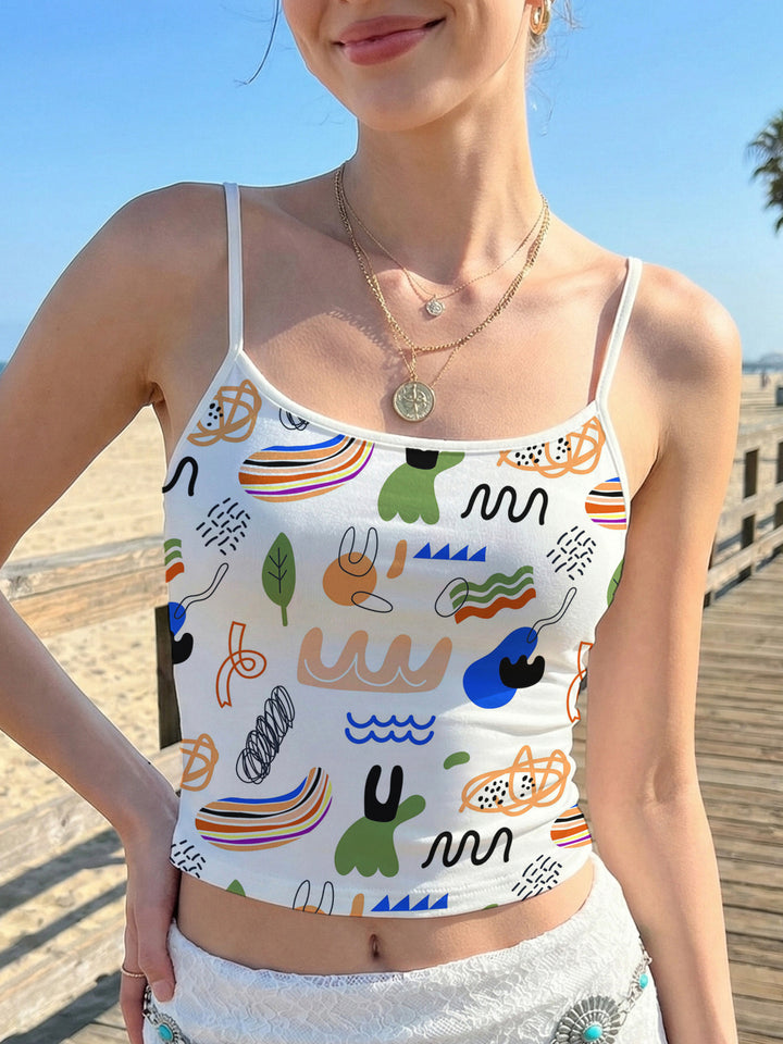 Damen Crop-Top mit kreativem Grafikdruck Echo Archiv