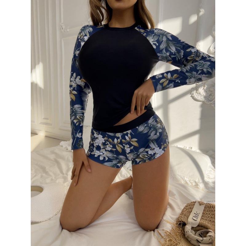 Damen Surfanzug-Set mit langärmeliger Oberteil und floralem Design Echo Archiv