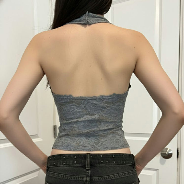 Damen Elegantes Spitzen-Haltertop mit tiefem V-Ausschnitt Echo Archiv