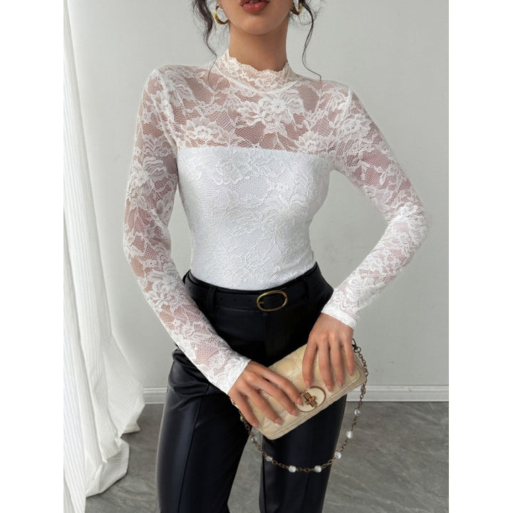 Damen Spitzenbody mit elegantem Stehkragen und langem Arm Echo Archiv