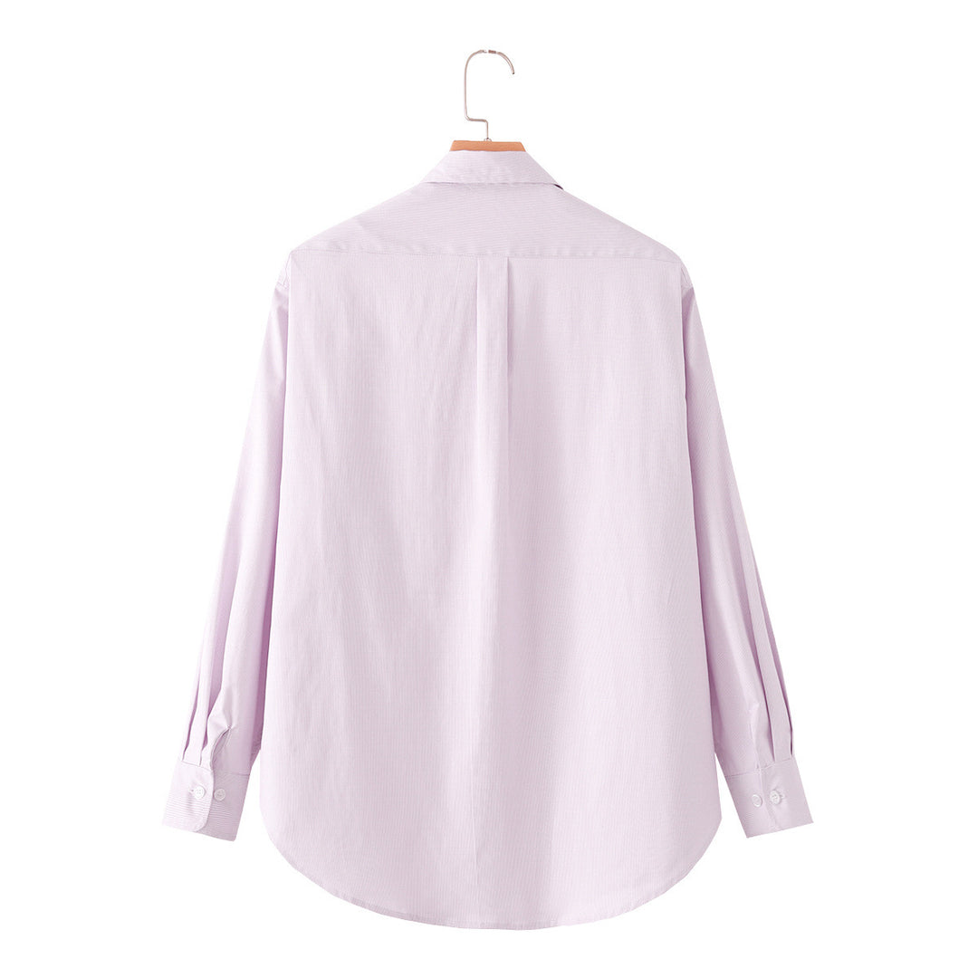 Damen Klassische Oversize-Hemdbluse mit verdeckter Knopfleiste und abgerundetem Saum Echo Archiv