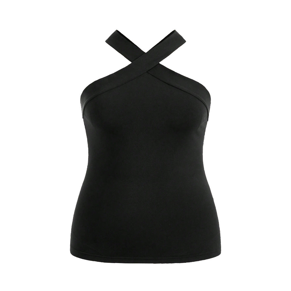 Damen Crop-Top mit schickem Kreuz-Ausschnitt und figurbetontem Schnitt Echo Archiv