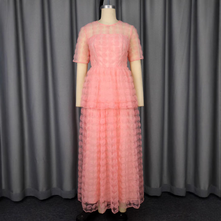 Damen Elegantes Maxi-Kleid mit floralem Volant-Design Echo Archiv