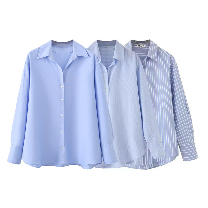 Damen Oversized-Hemdbluse mit weitem Schnitt, langen Manschettenärmeln und abgerundetem Saum Echo Archiv