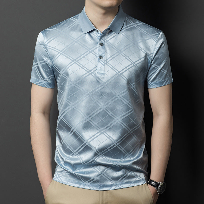 Herren elegantes Kurzarm-Polohemd mit modernem Strukturdesign Echoarchiv