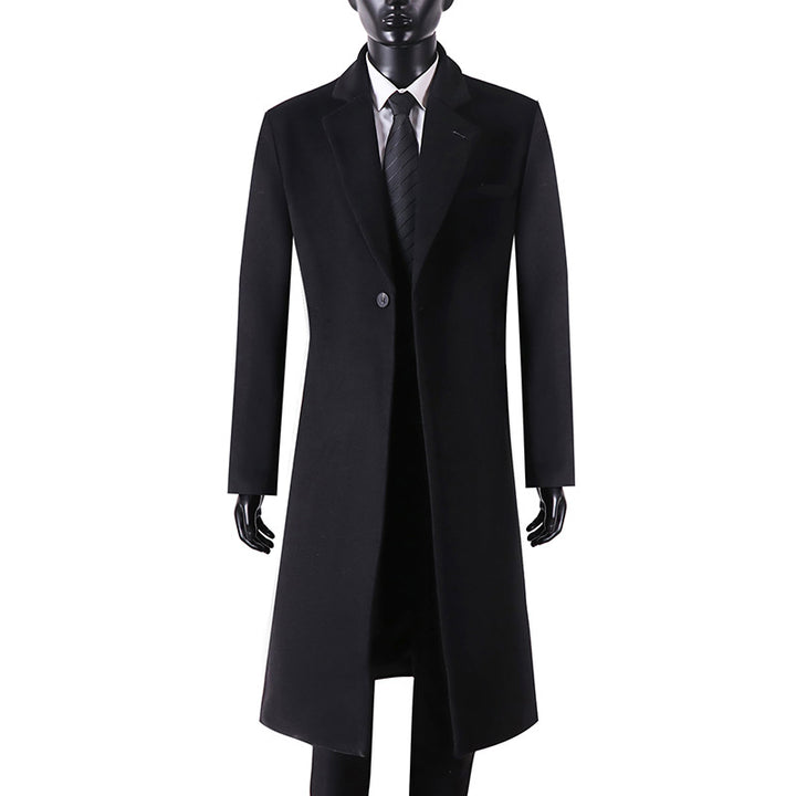 Herren Eleganter Longcoat aus Wollmix mit schmaler Silhouette und Ein-Knopf‑Verschluss Echoarchiv