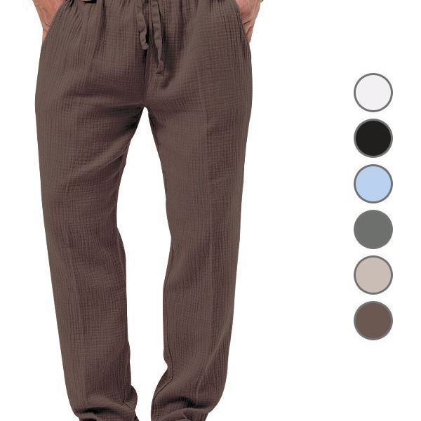 Herren nan lässige Leinen-Relaxhose mit elastischem Tunnelzugbund und praktischen Seitentaschen Echo Archiv