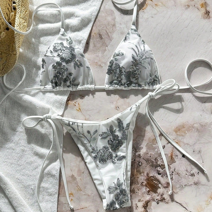 Damen Glamouröser Triangel-Bikini mit Glitzerelementen Echo Archiv