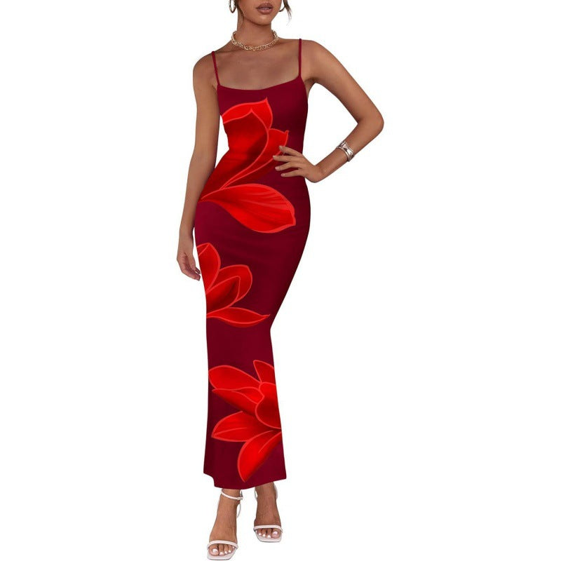 Maxikleid für Damen mit Details und einem farbenfrohen Grafikprint – Echo Archiv