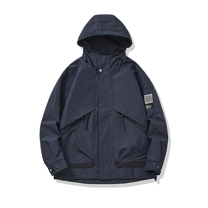 Unisex Multifunktionale Outdoorparka im Boxy‑Cut mit verstellbarer Kapuze und asymmetrischen Reißverschlusstaschen Echoarchiv