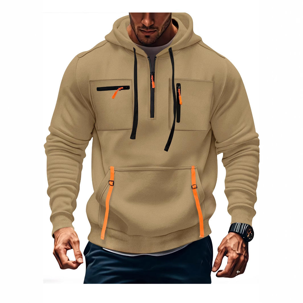 Herren modischer Kapuzenpullover mit funktionalen Reißverschlusstaschen Echoarchiv
