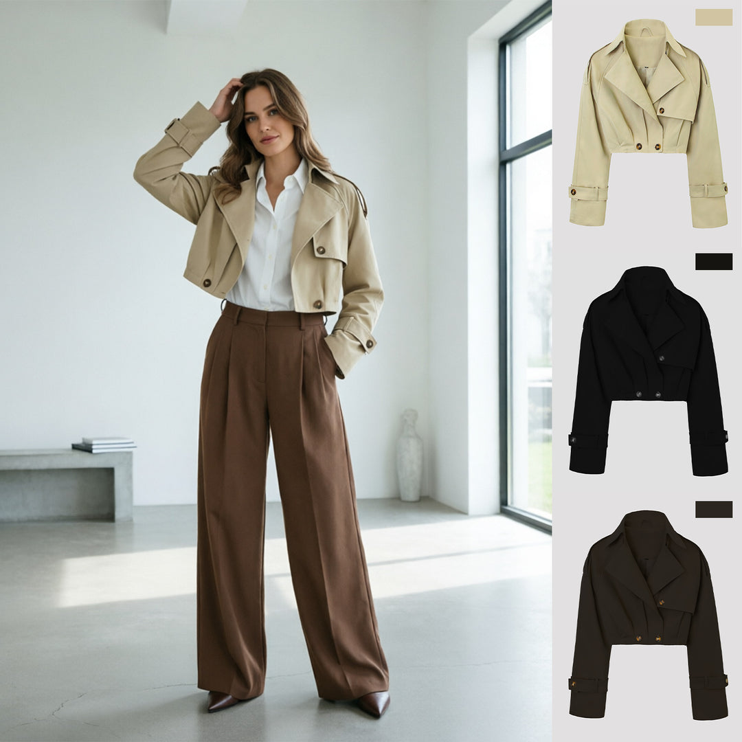 Damen Modische Cropped Trenchcoatjacke Echo Archiv