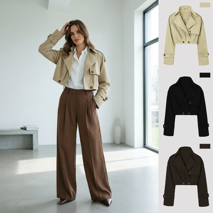 Damen Modische Cropped Trenchcoatjacke Echo Archiv