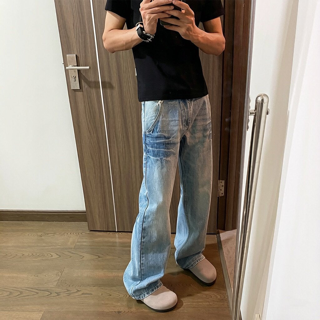 Herren Lässige Weitgeschnittene Denim-Jeans Echoarchiv
