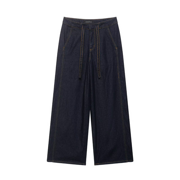 Damen Denim-Zweiteiler mit Cropped-Workerjacke und weiter High‑Waist-Hose Echo Archiv