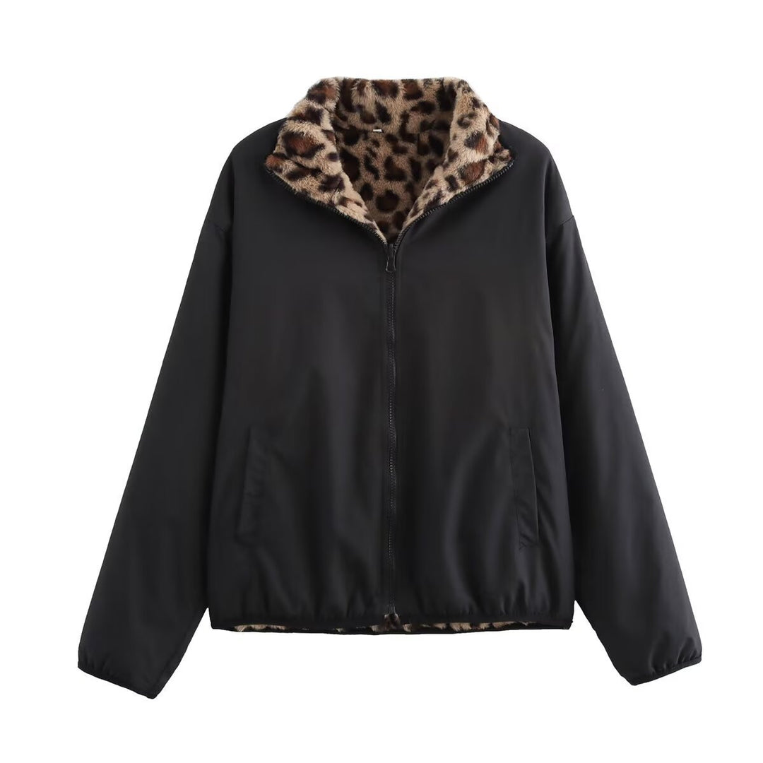 Damen Kurze Boxy-Jacke mit gefüttertem Kunstfellkragen und elastischem Saum Echoarchiv