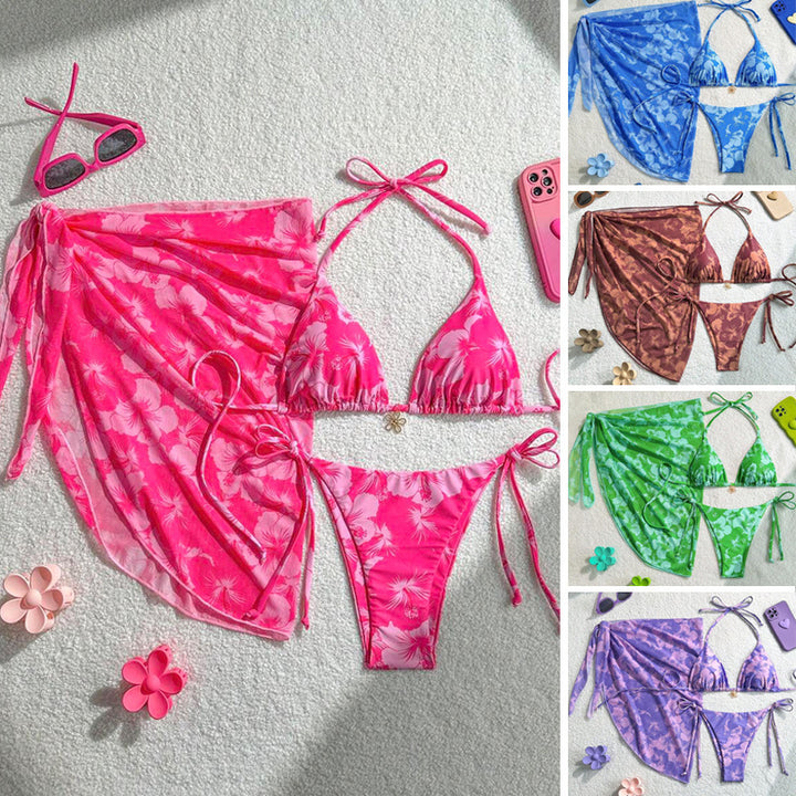 Damen Triangel-Bikini-Set mit verstellbaren Trägern und Wickeltuch Echo Archiv