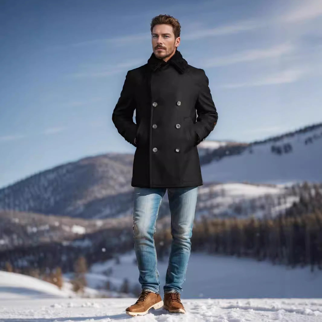 Herren eleganter Lammfell-Bomberjacke Echoarchiv