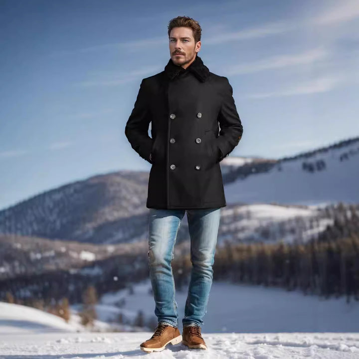 Herren eleganter Lammfell-Bomberjacke Echoarchiv