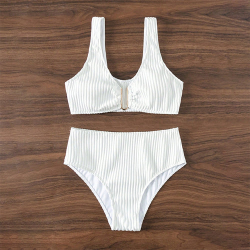 Damen Hochgeschnittener Bikini mit elegantem Rippendesign und moderner Schnalle Echo Archiv