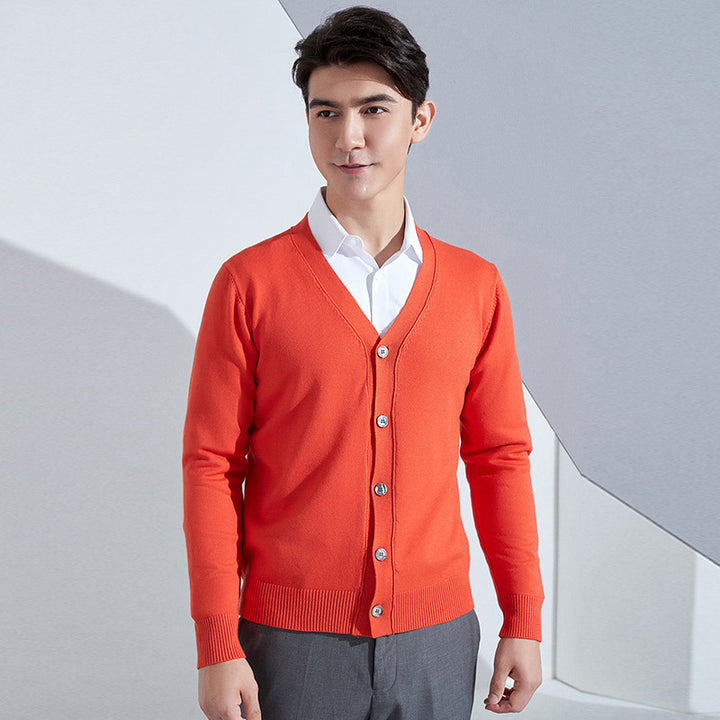 Herren Leichter Feinstrick-Cardigan mit V‑Ausschnitt und Business‑Silhouette Echoarchiv