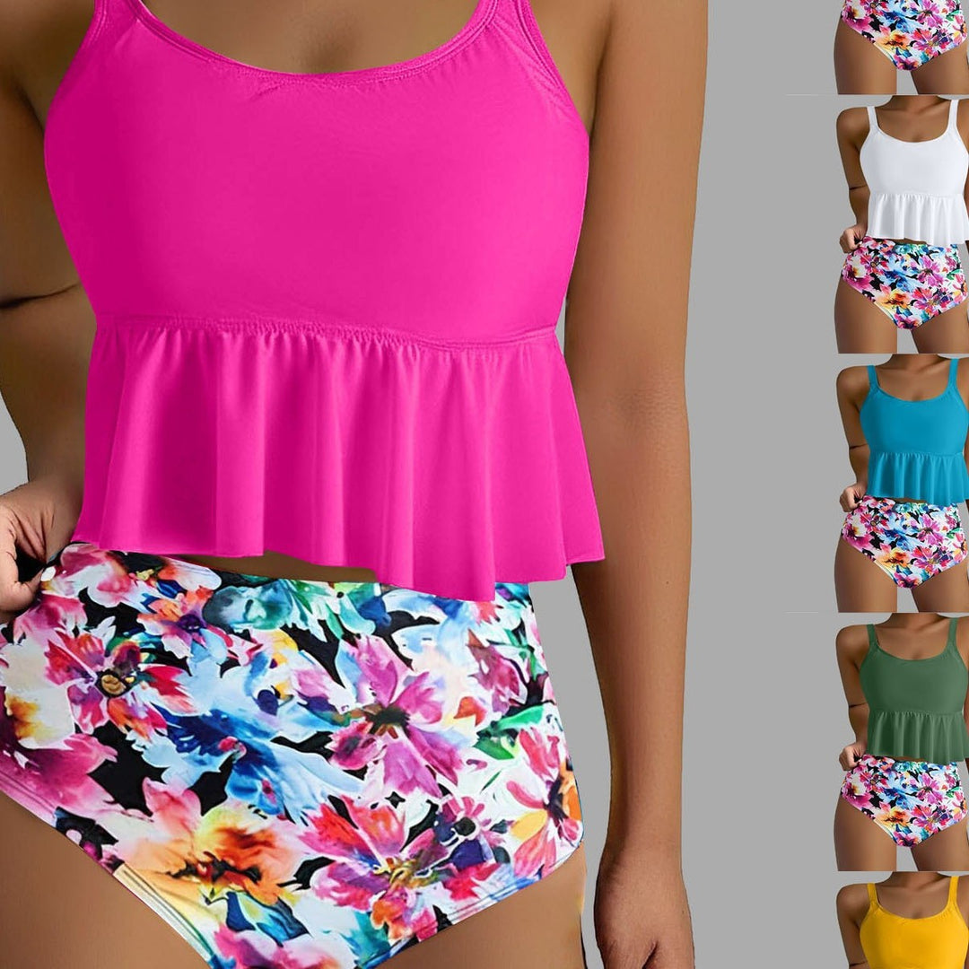 Damen Tankini-Set mit fließendem Oberteil und hoher Taille Echo Archiv