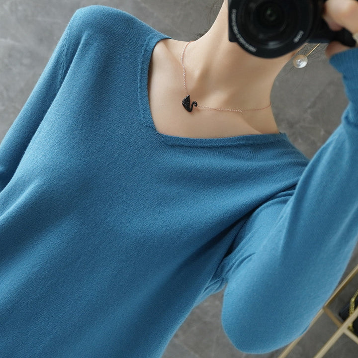 Damen leichter V-Ausschnitt Kaschmir-Look Feinstrickpullover Echoarchiv